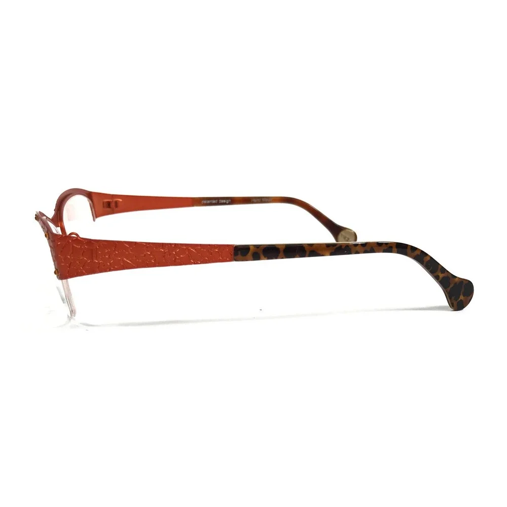 BOZ Eyeglasses Frames VIM 6060 Orange Cracked Earth Pattern Crystals 52-18-135
